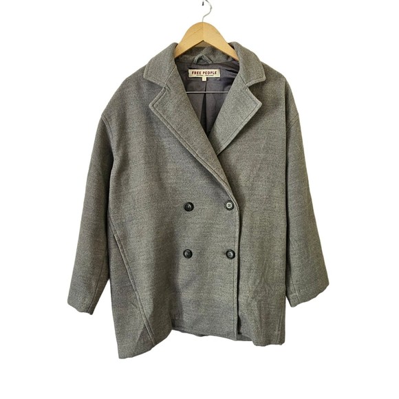 Free People Long Sleeve Hannah Slouchy Double Breasted Jacket Coat Small 4-6 - Picture 2 of 6